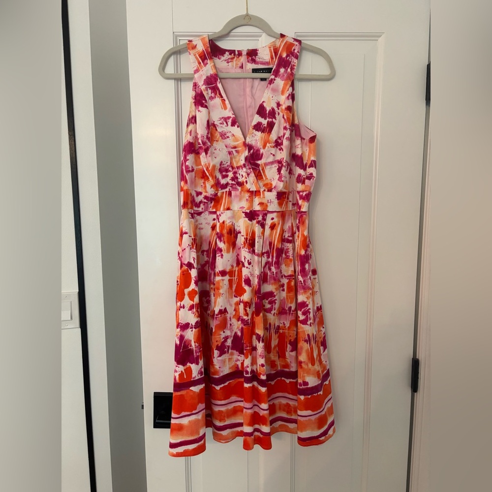 Aidan by Aidan Mattox Womens Multicolor Sleeveless V-neck Midi Dress Size 14